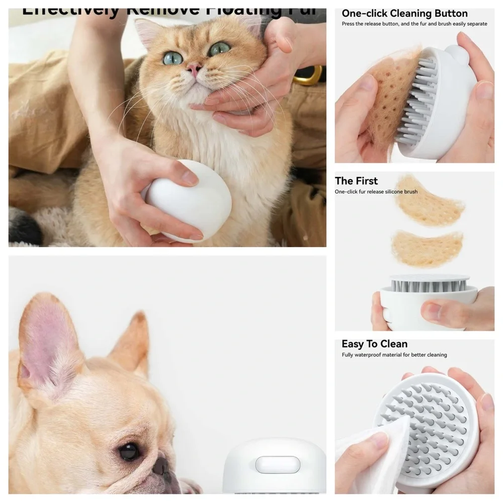 Aumuca Pet Grooming Brush for Cats and Dogs - White
